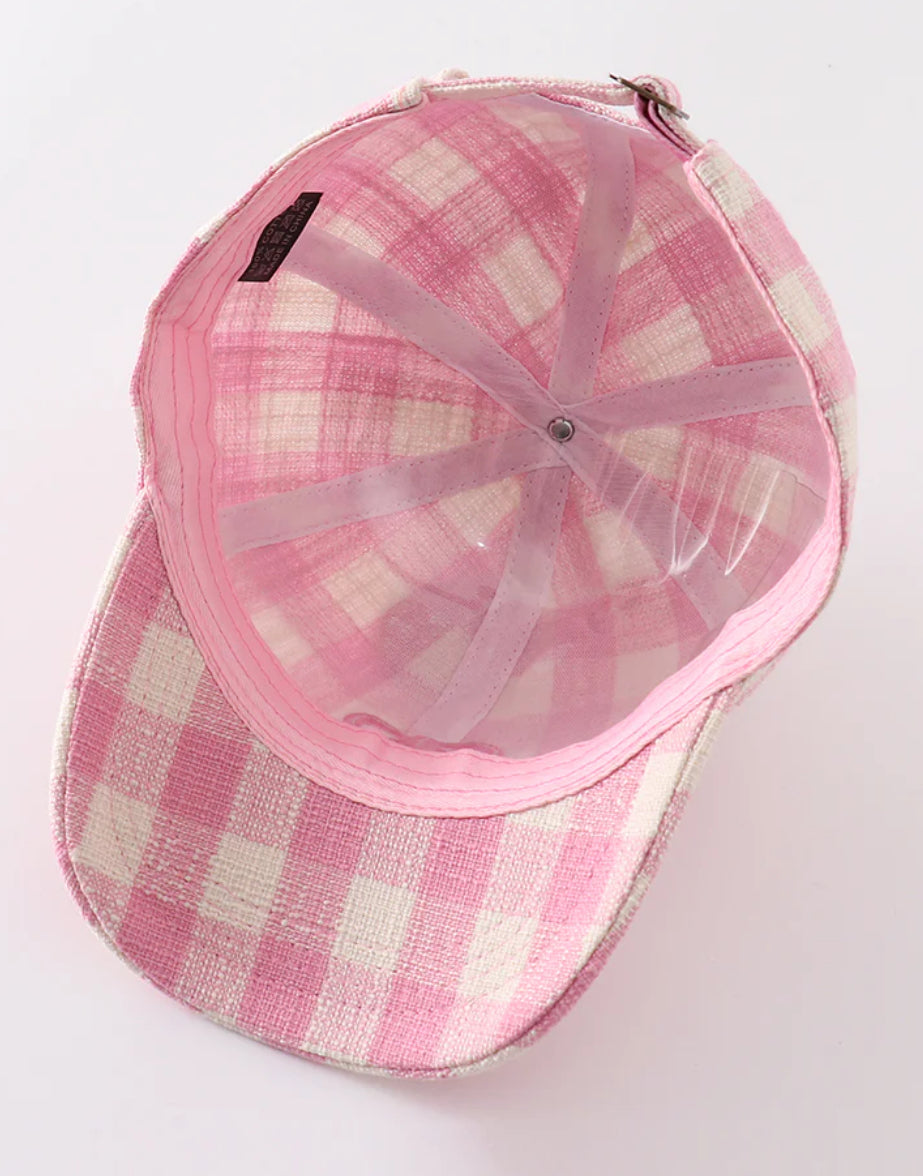 Gingham Bow Hat - kids