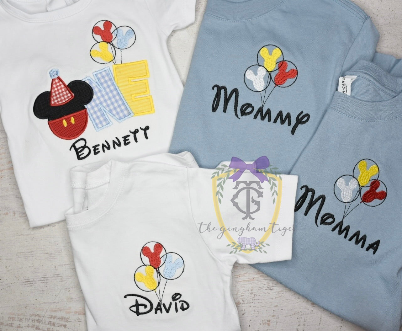 ONE mouse with balloons Applique Onesie, shirt, or romper