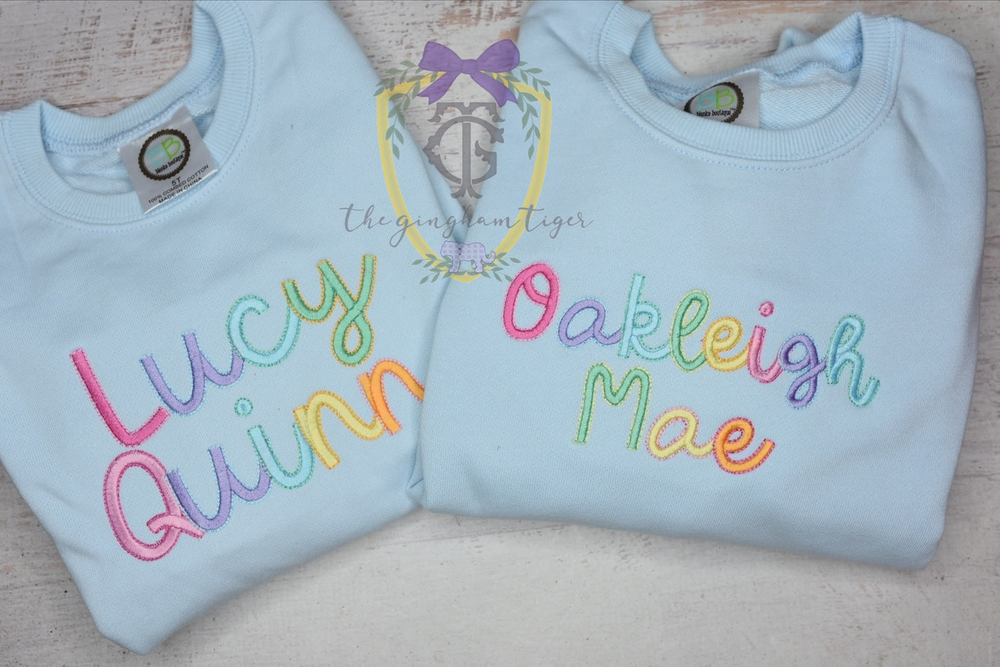 Rainbow Name Embroidered Sweatshirt or bubble