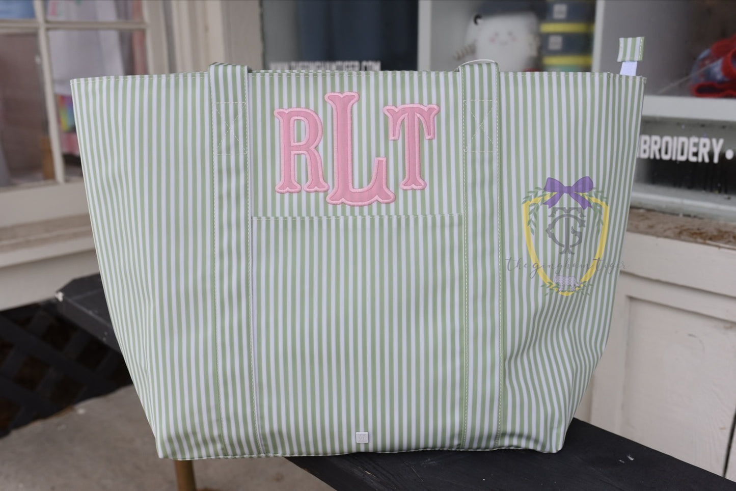 Jumbo XL TRVL tote - Pimlico Stripe Sage