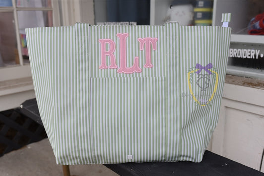 Jumbo XL TRVL tote - Pimlico Stripe Sage