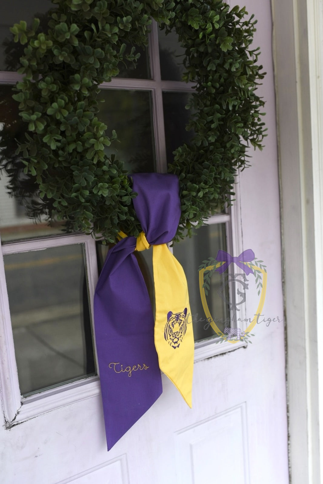 Tigers Purple and Yellow Wreath Sash