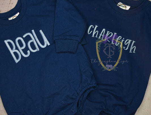 Boys Name Embroidered Sweatshirt or bubble