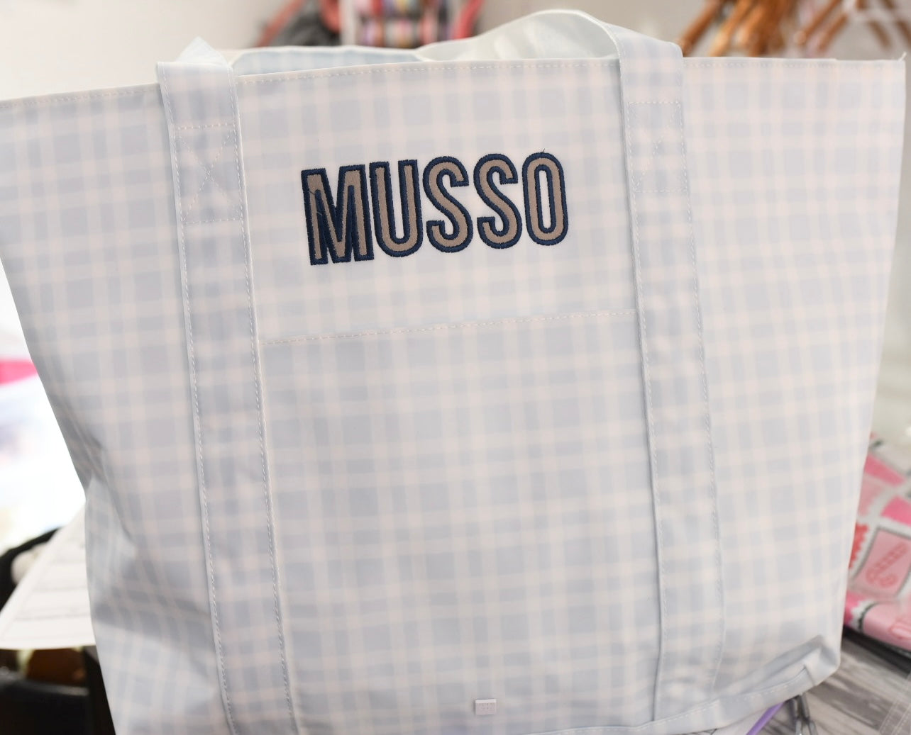 Jumbo XL TRVL Tote - Pimlico Plaid Blue or Pink