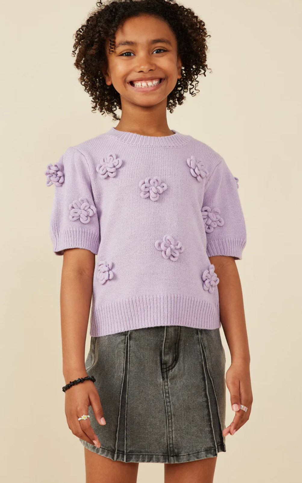 Hayden Girl Knit Floral Sweater Top