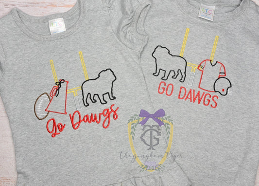 Embroidered Football Team Tee - Dawgs