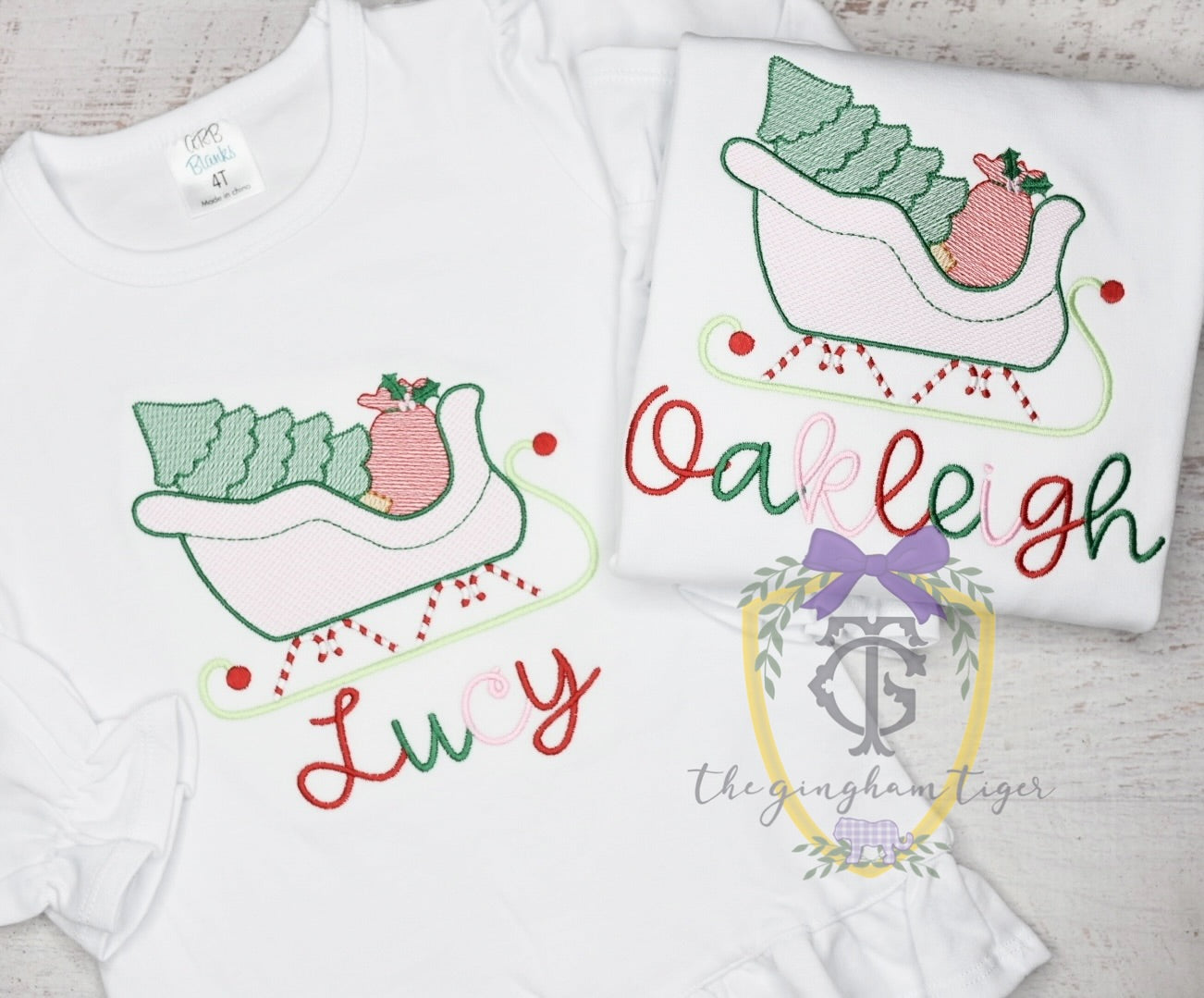 Christmas Sleigh Embroidered Tee