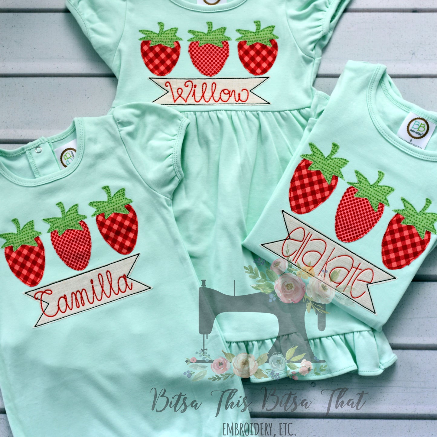 Strawberry Applique Trio