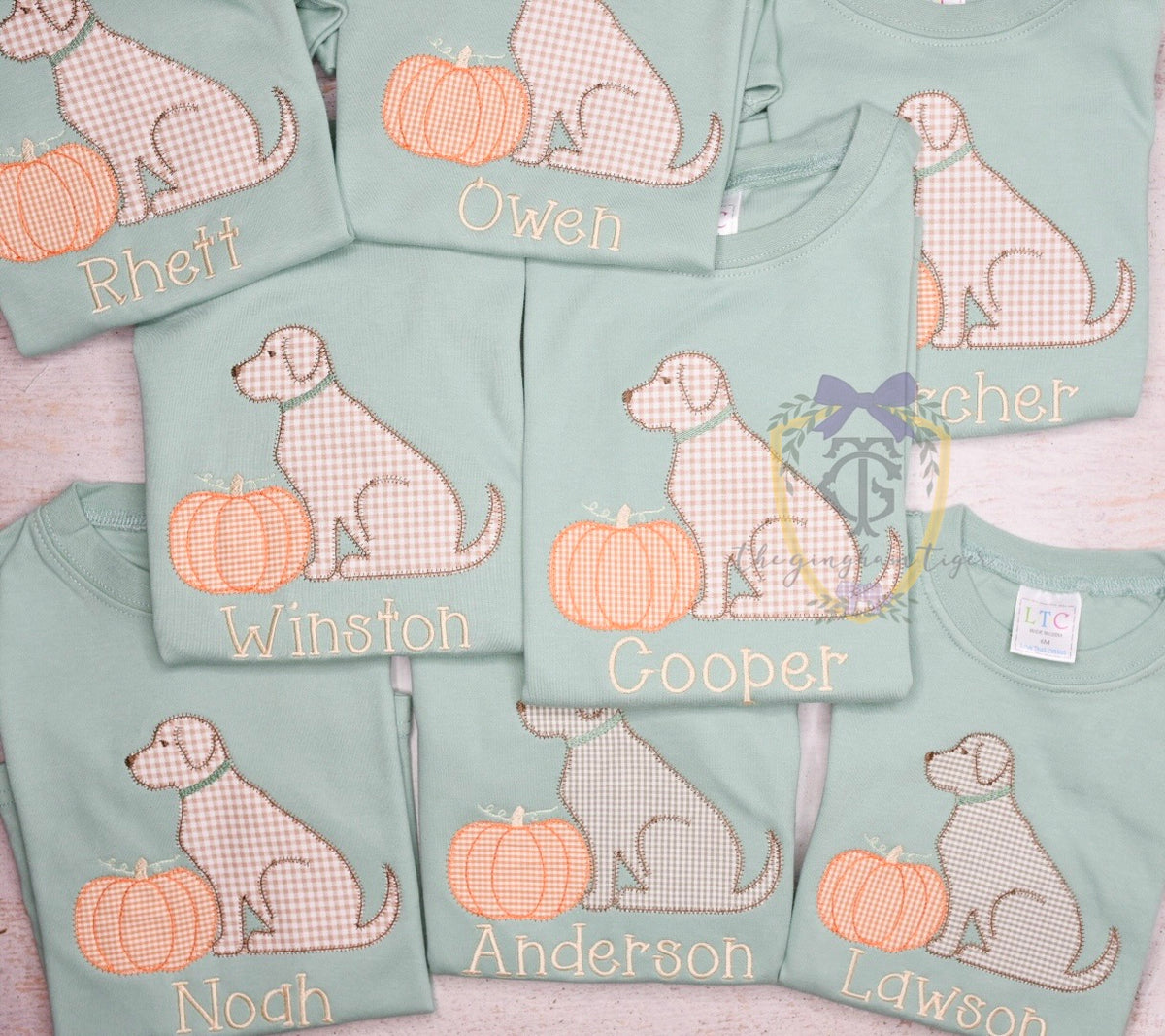 Lab + Pumpkin Applique shirt or bubble