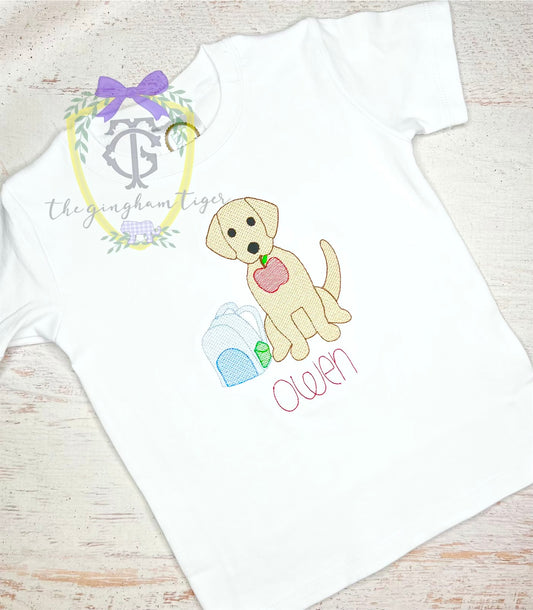 Embroidered School Pup Tee or Romper