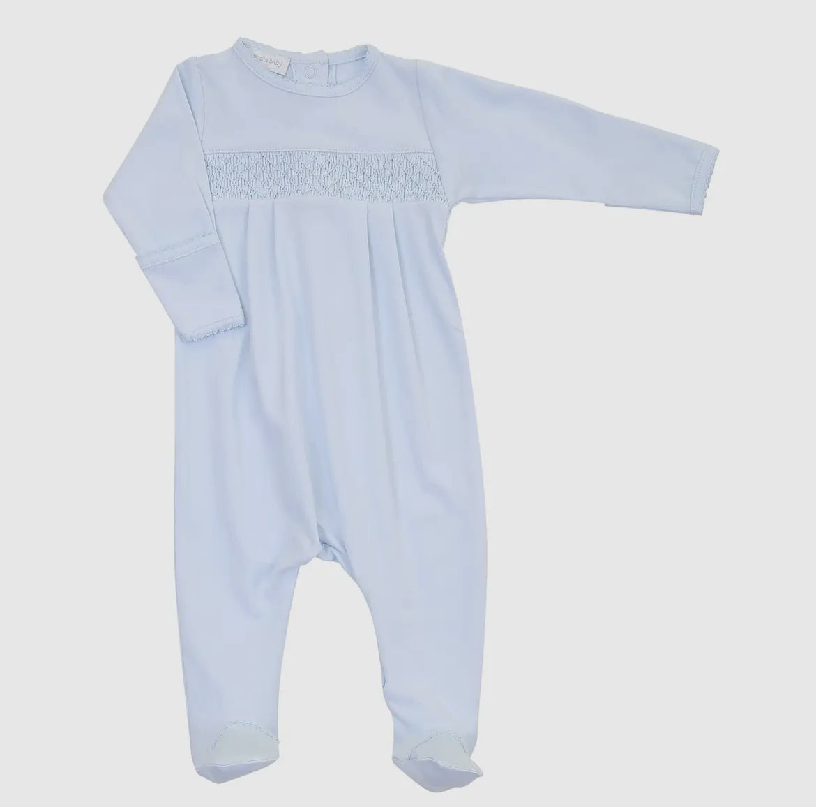 Essentials Solid Blue Smocked Footie