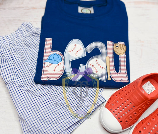 Baseball Name Applique bubble or tee