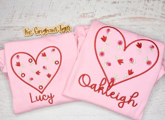 Embroidered Floral Heart Tee