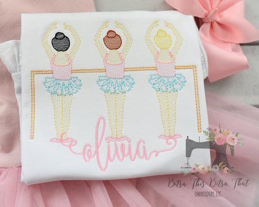 Embroidered Ballerina Trio