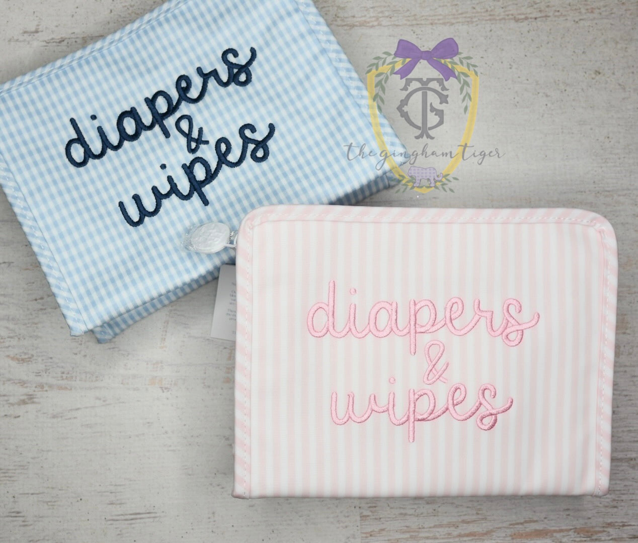 Diapers and wipes Pink stripe or gingham large TRVL Roadie