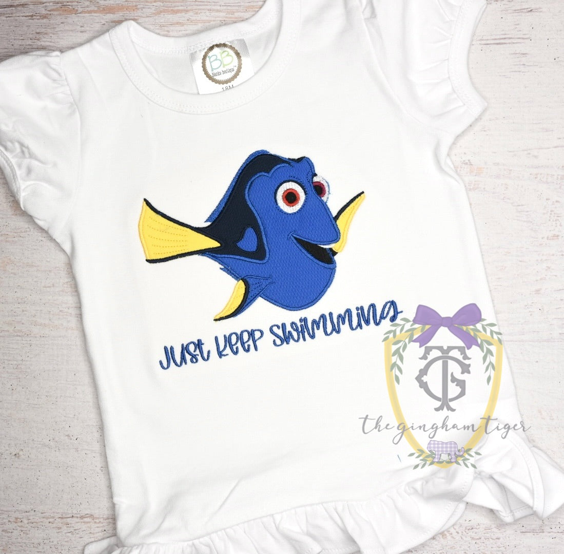 Just Keep Swimming Applique Shirt