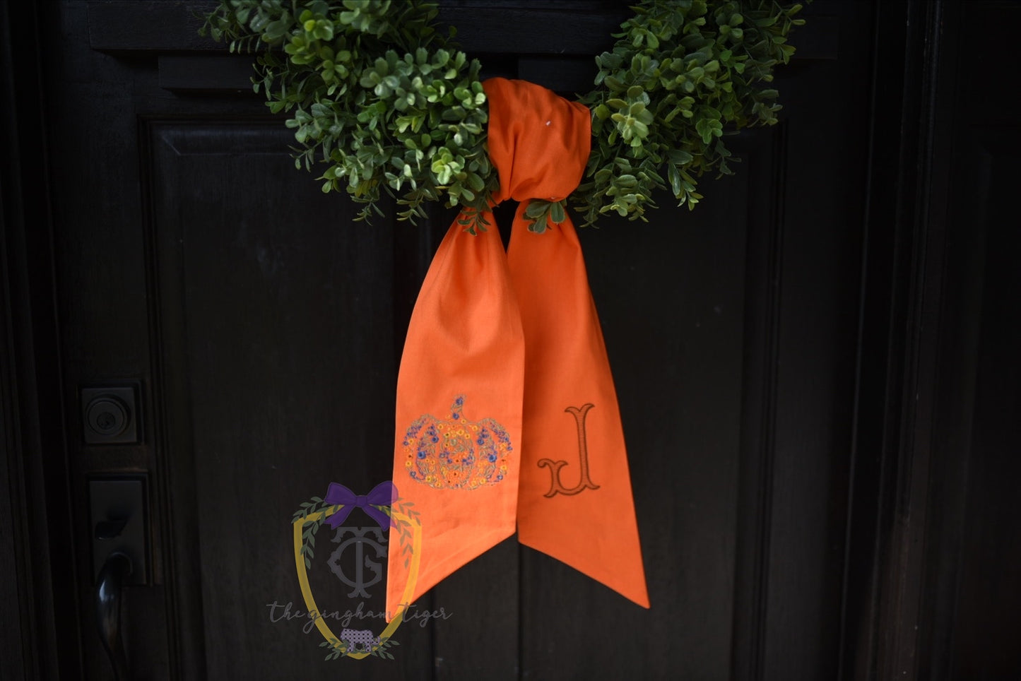 Fall Floral Pumpkin Wreath Sash