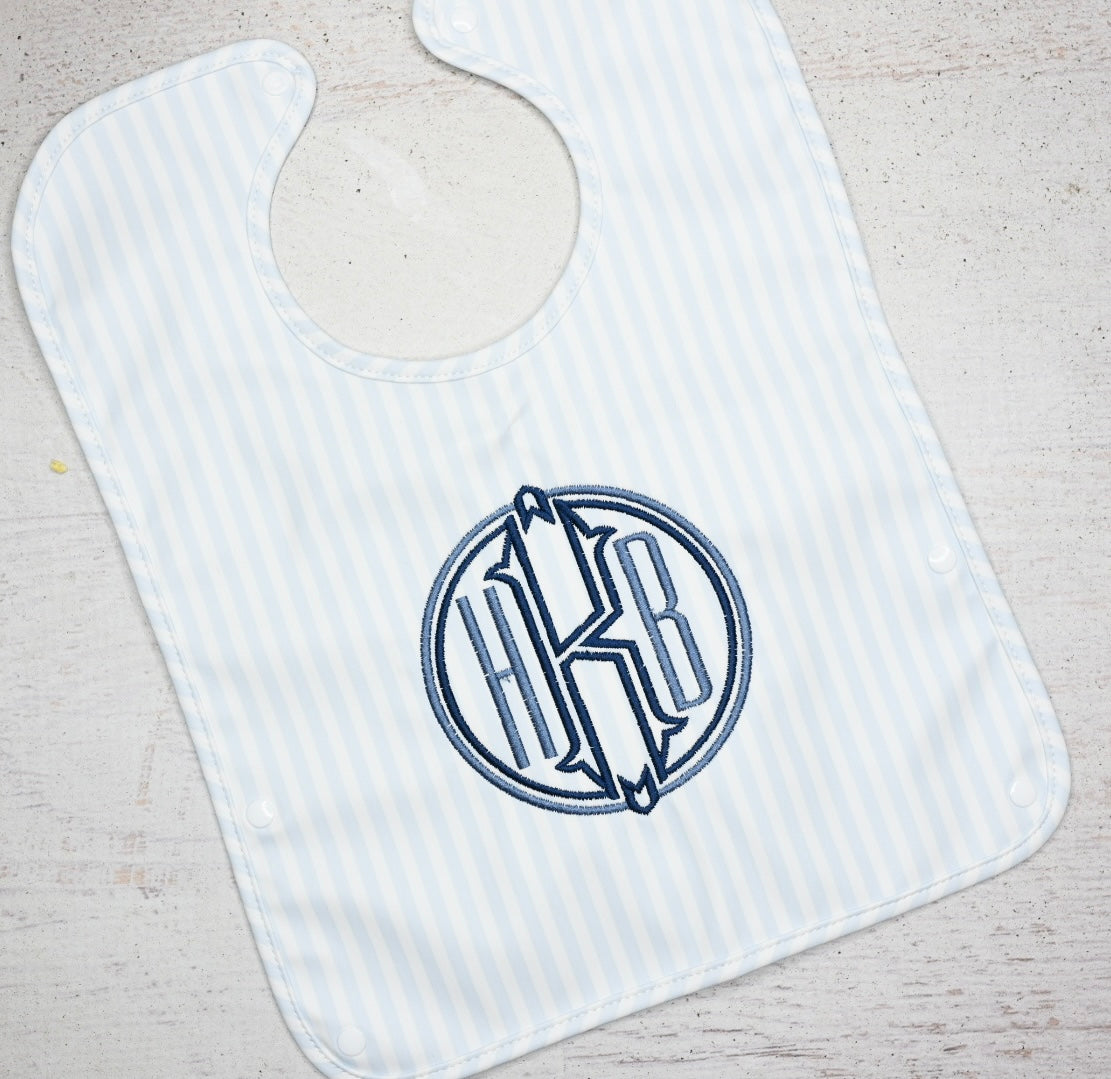 Wipeable TRVL Bib with monogram