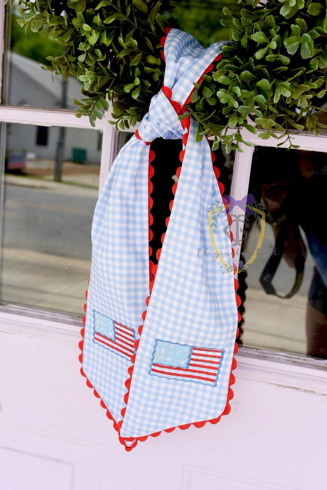 Patriotic Hydrangea Flag Wreath Sash