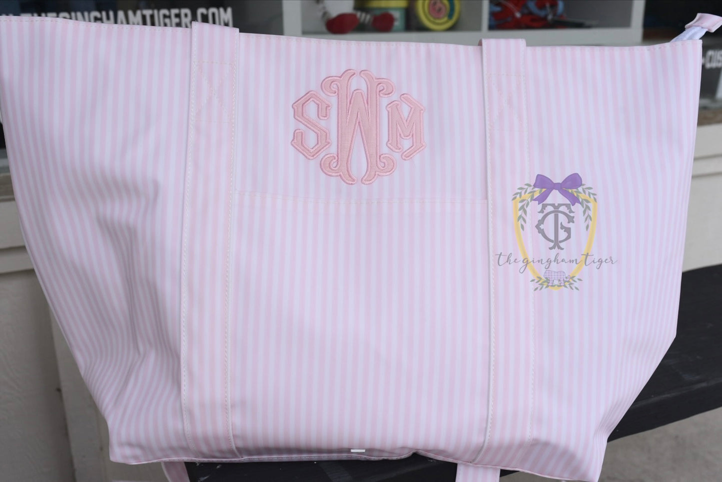 Jumbo XL TRVL tote - Pimlico Pink Stripe