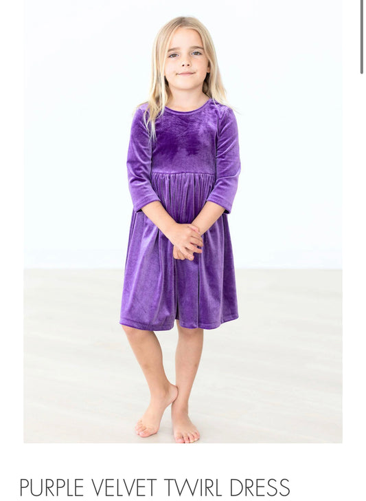 Mila + Rose Purple Velvet Dress