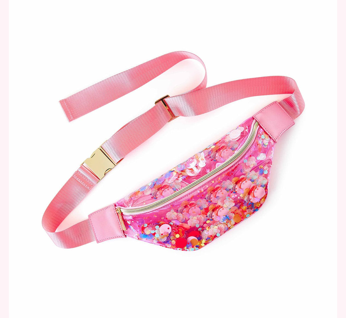 Bring on the fun clear confetti belt bag