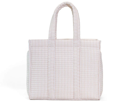 Quilted Go Go Tote Stripe Sand TRVL - restock 8/30