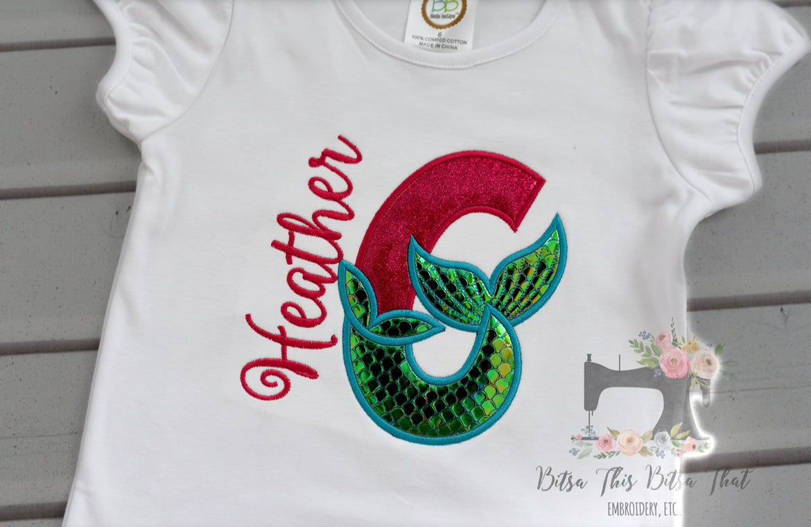 Mermaid Birthday Applique Tee