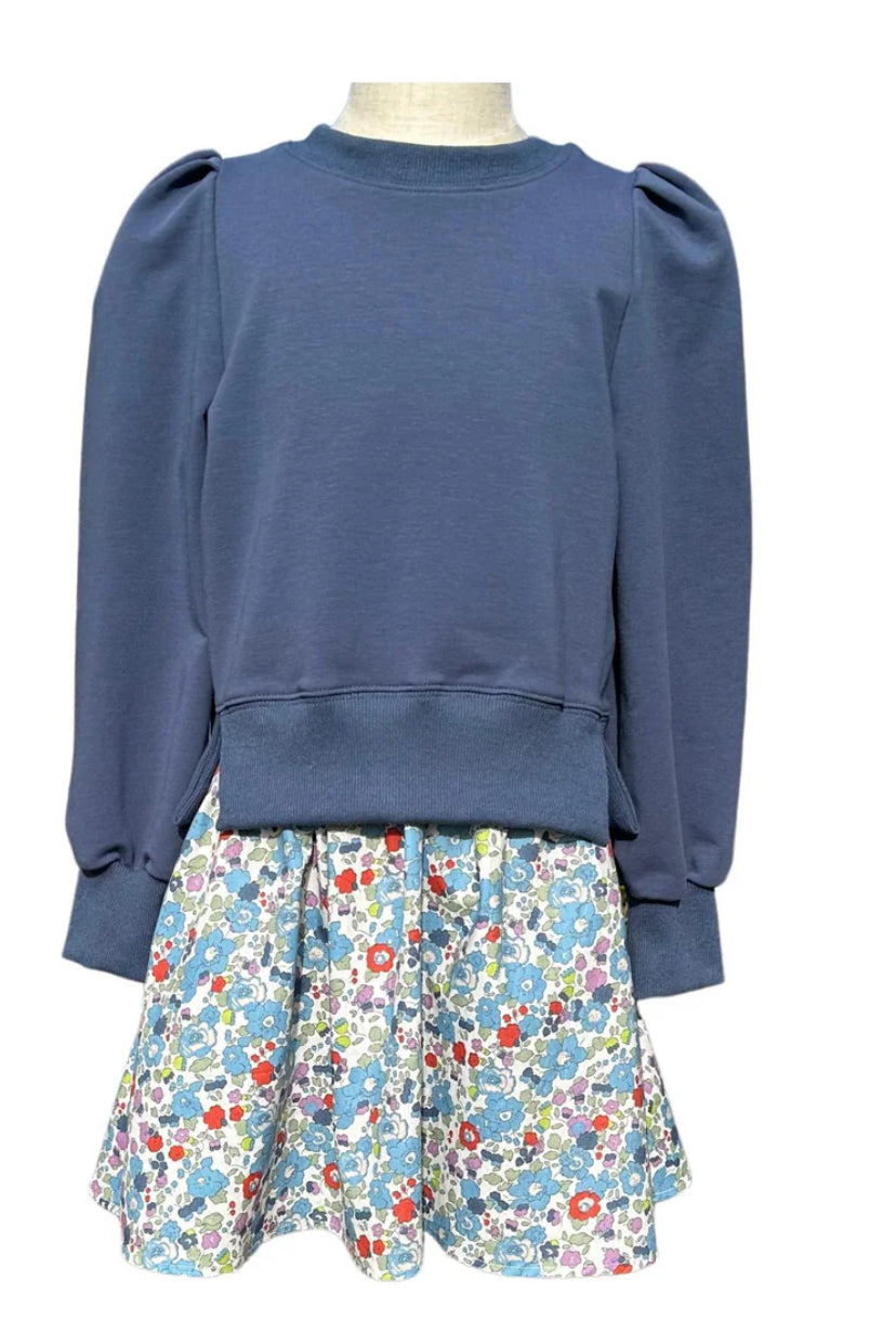 Clara Combo Dress - Slate