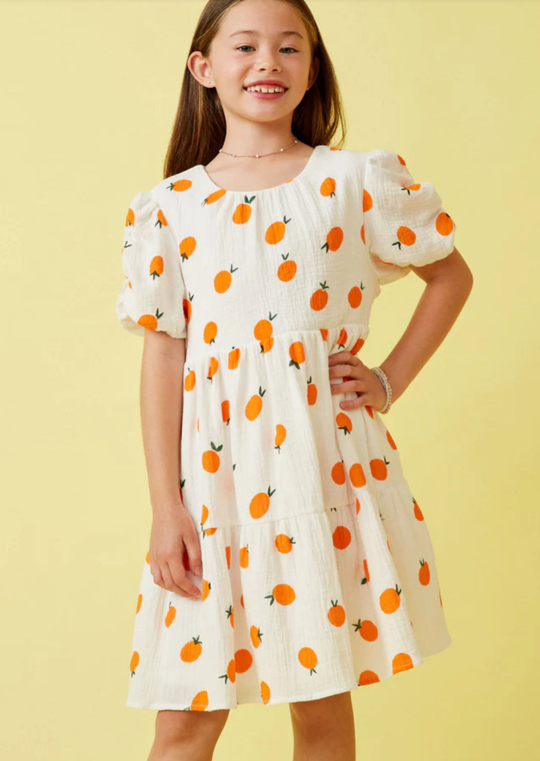 Orange Print Hayden Girls Dress