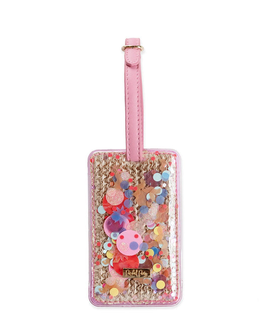 Bring on the fun woven confetti luggage tag