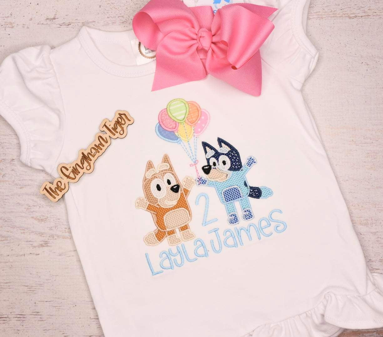 Blue Dog Balloons Applique Tee