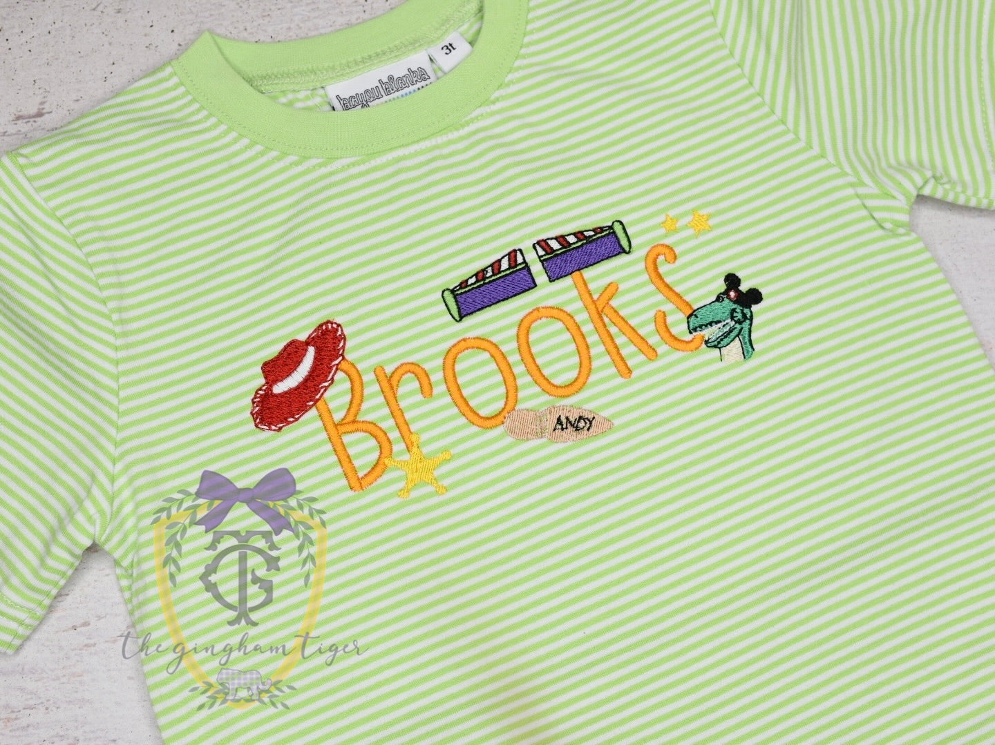 Flutter Stripe Tee with Name and Toy add-ons