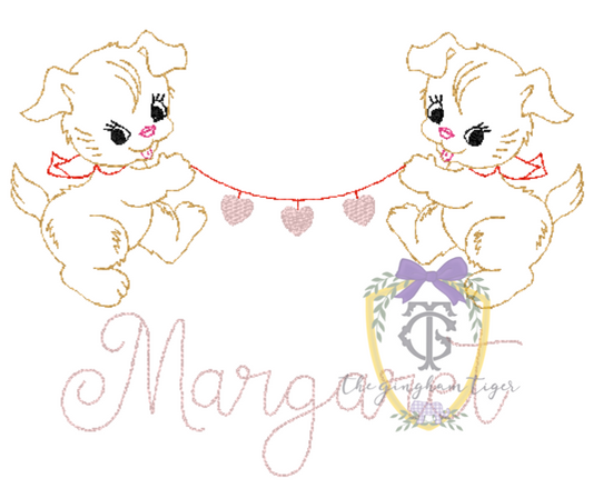 Vintage Pups Valentine Embroidery