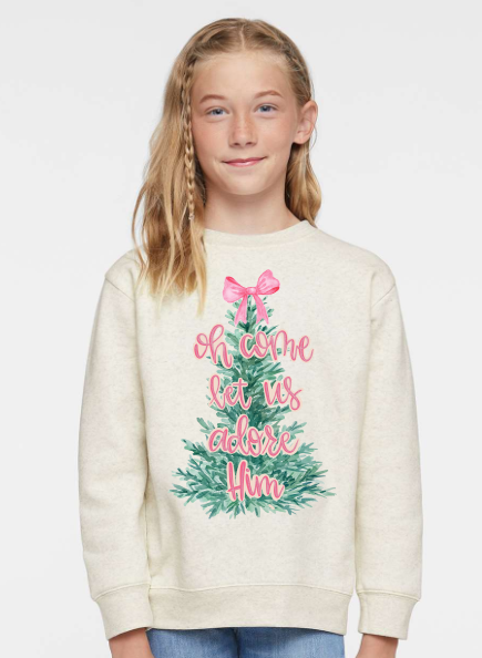 Oh Come Let Us Adore Him Girly Sweatshirt