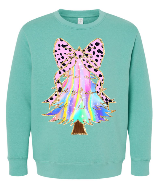 Leopard Bow Watercolor Christmas Sweatshirt