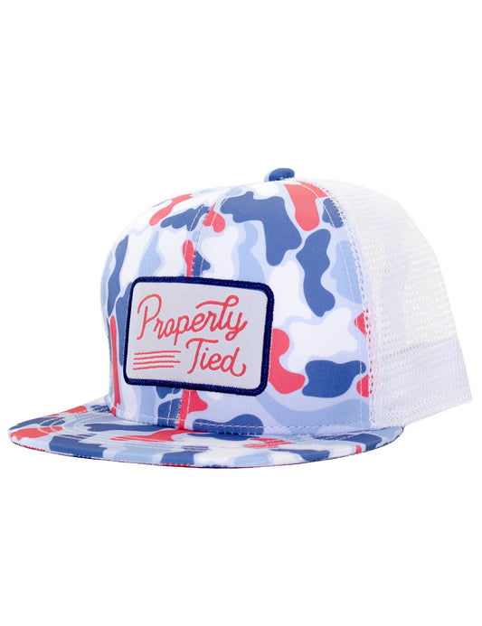 Properly Tied Sportsman Trucker Hat Americana Camo