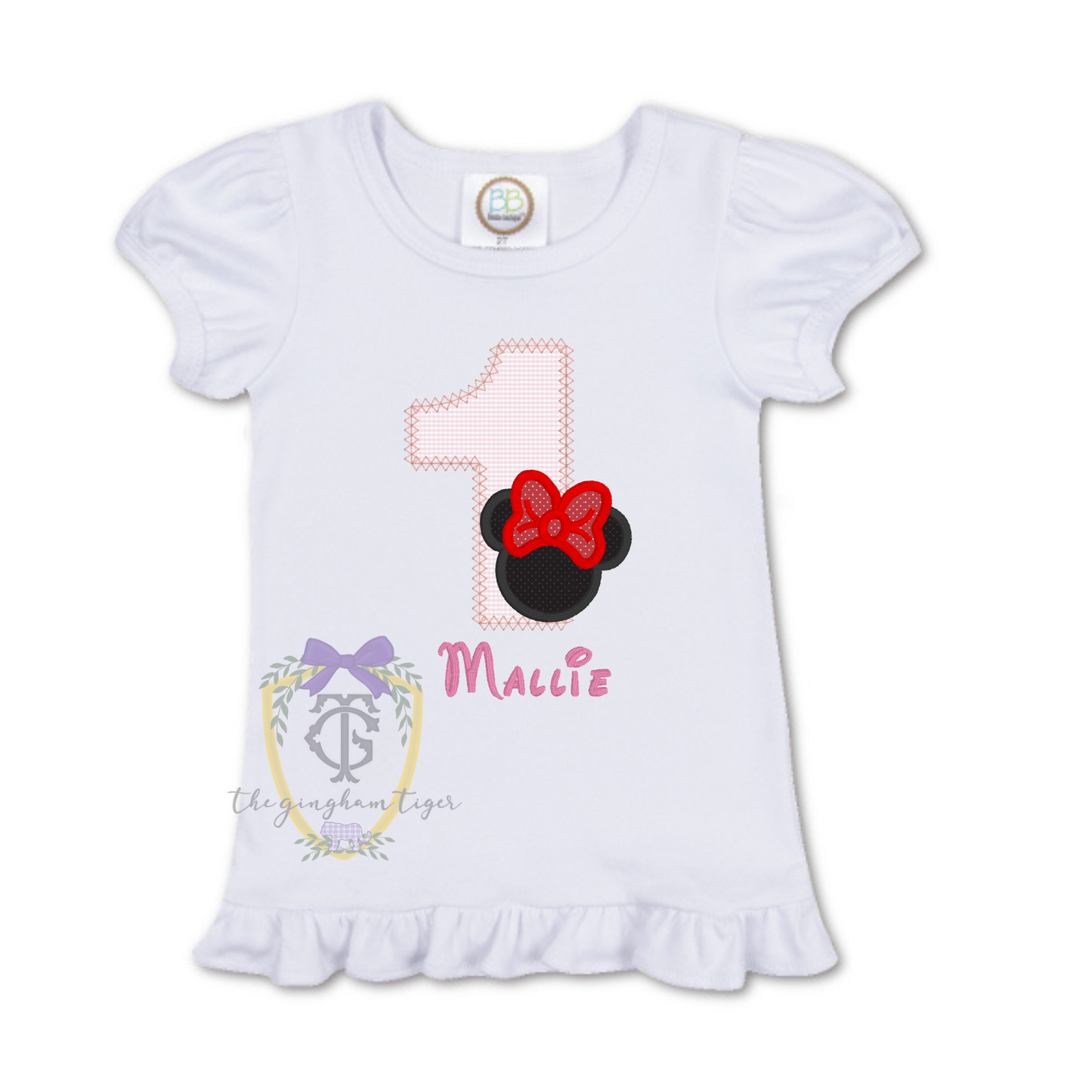 1st Birthday Girl Mouse Tee or Romper
