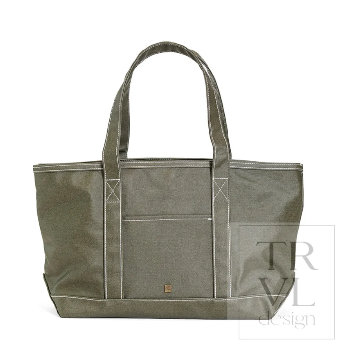 MEDIUM TOTE - COATED CANVAS NATURAL - Olive