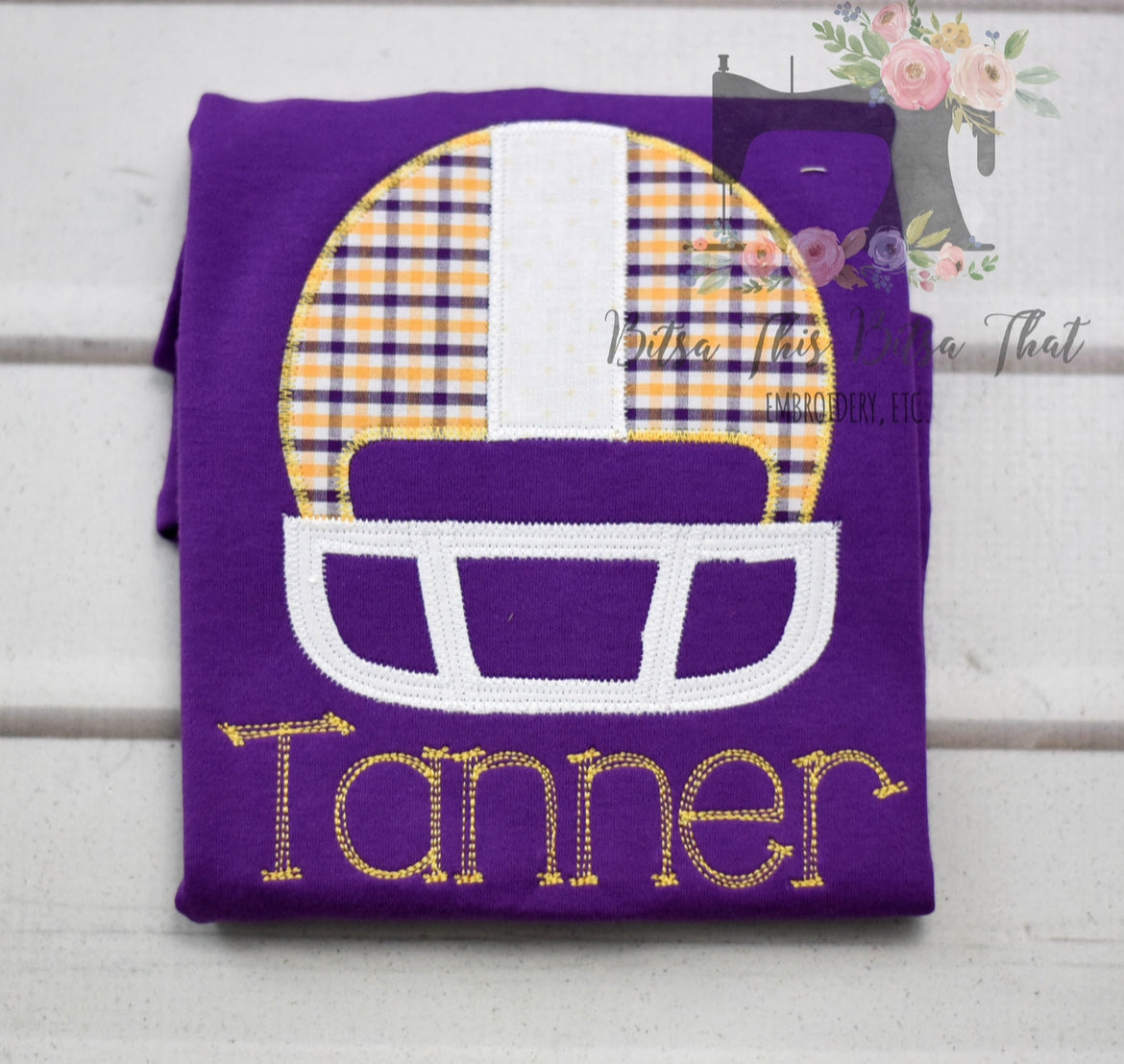 Football Helmet Applique Tee