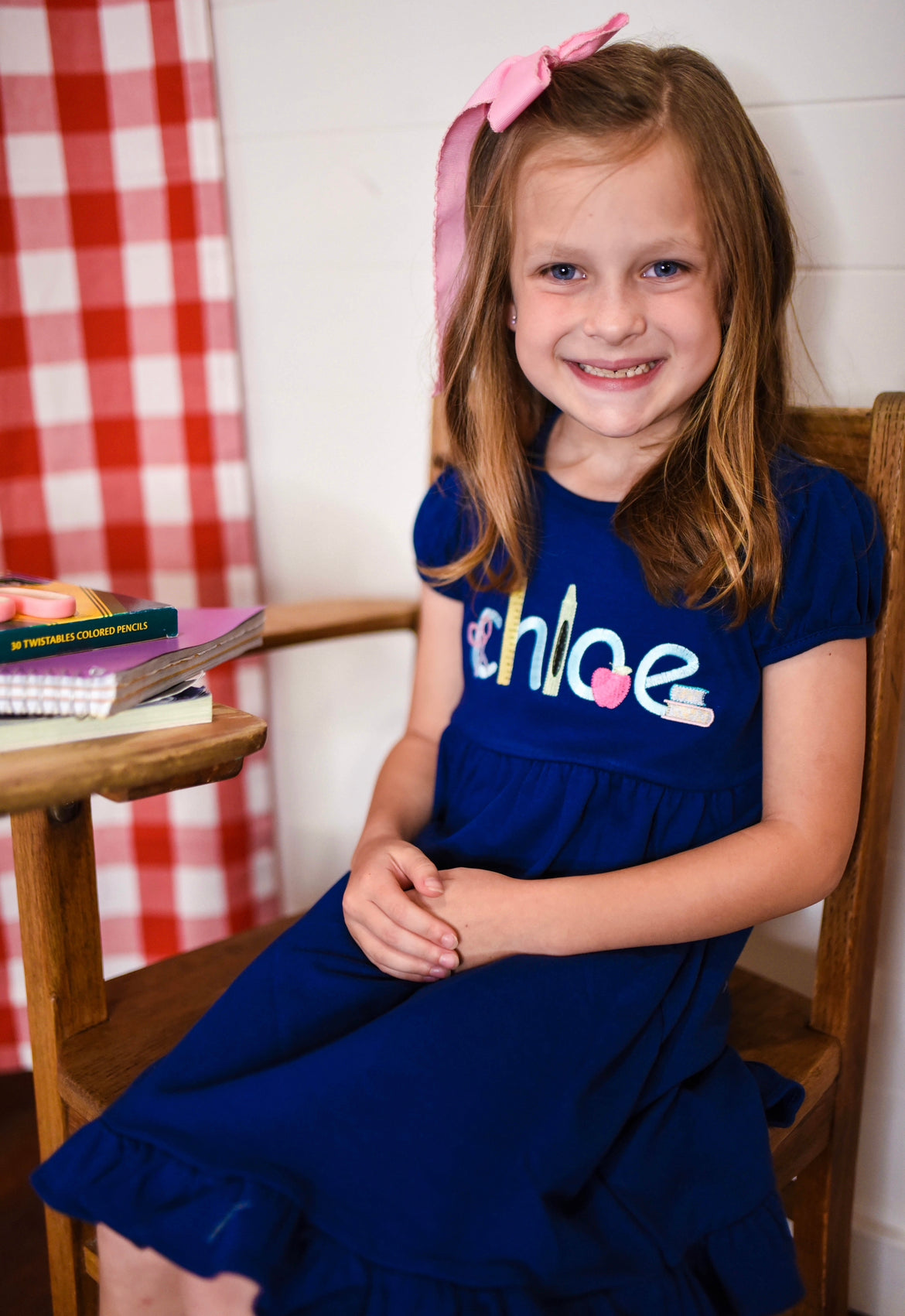 RED School Name Dress or Ruffle Tee