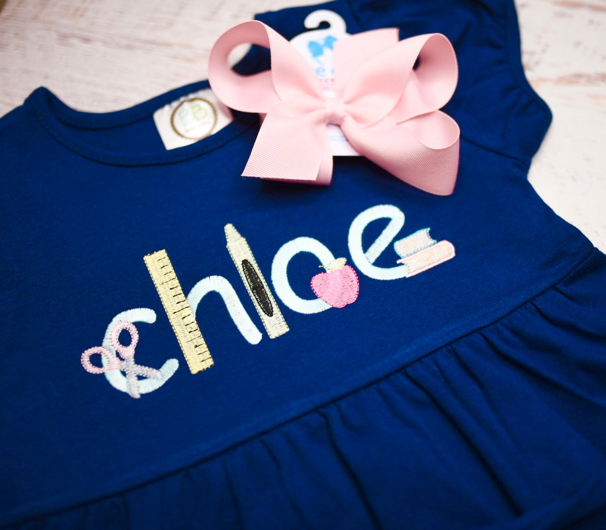 RED School Name Dress or Ruffle Tee