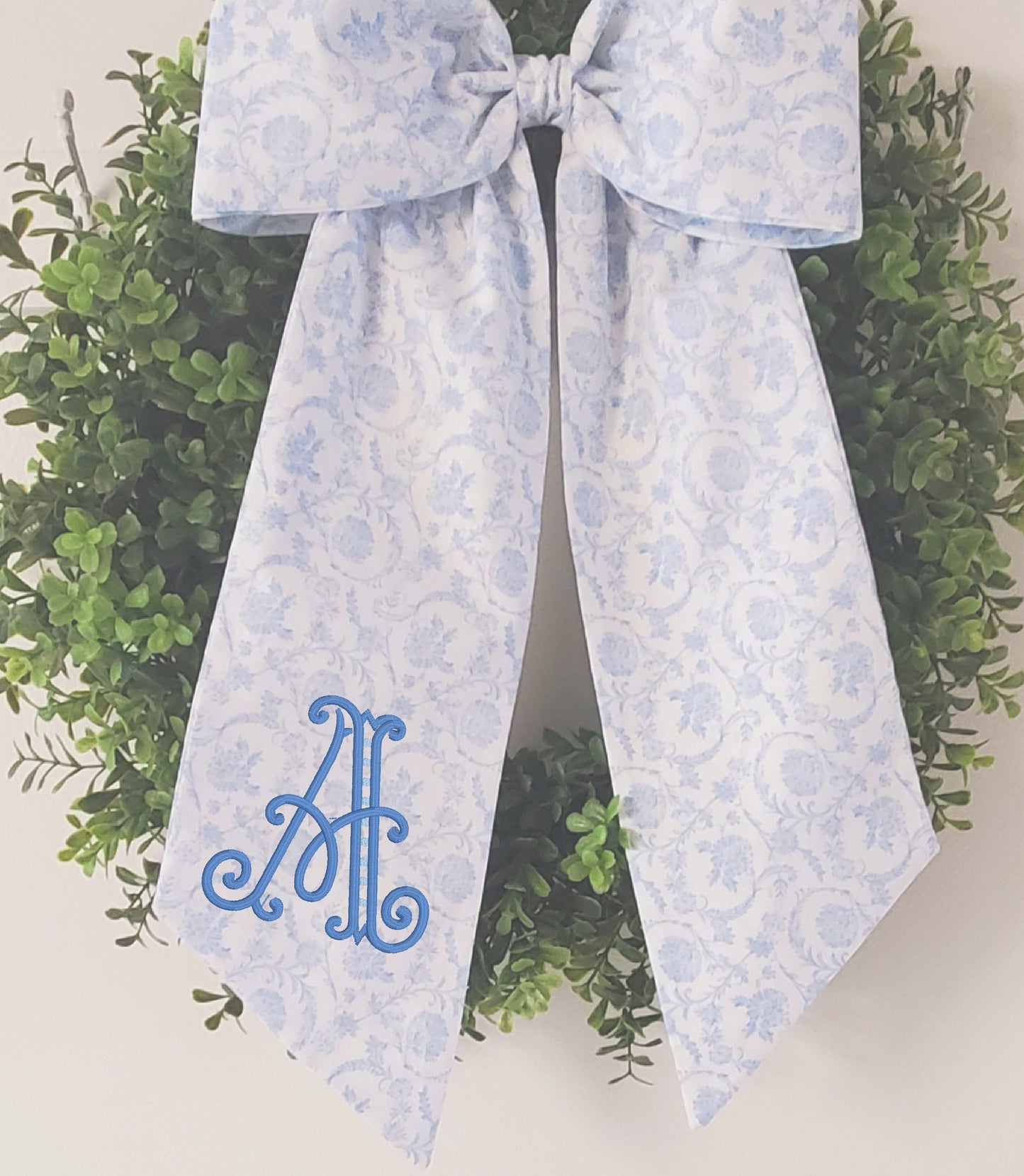 Toile Scroll Wreath Bow Sash