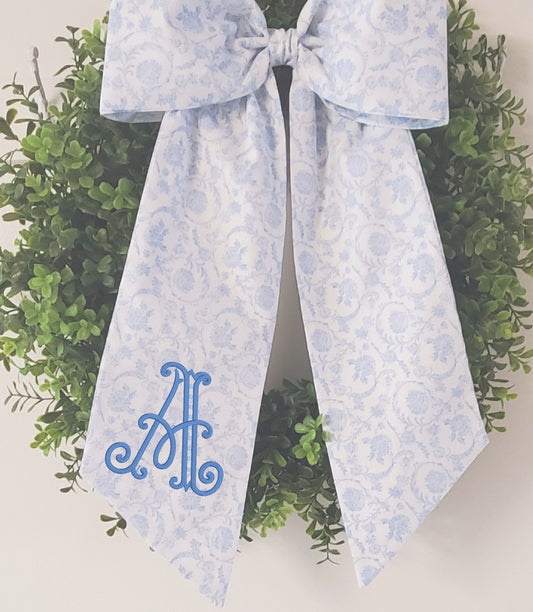 Toile Scroll Wreath Bow Sash