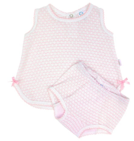 Paty Sleeveless Top with Diaper Cover set - Pink