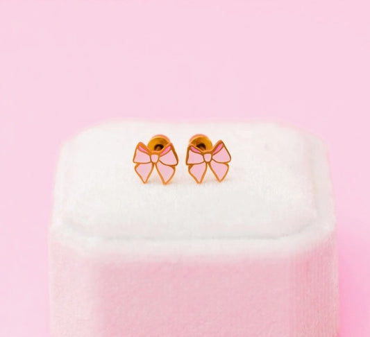 Pink Bow Earrings