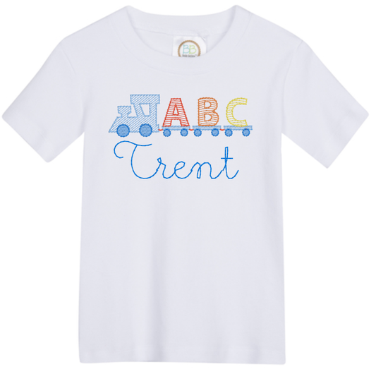 Train ABC Embroidered Tee or Romper