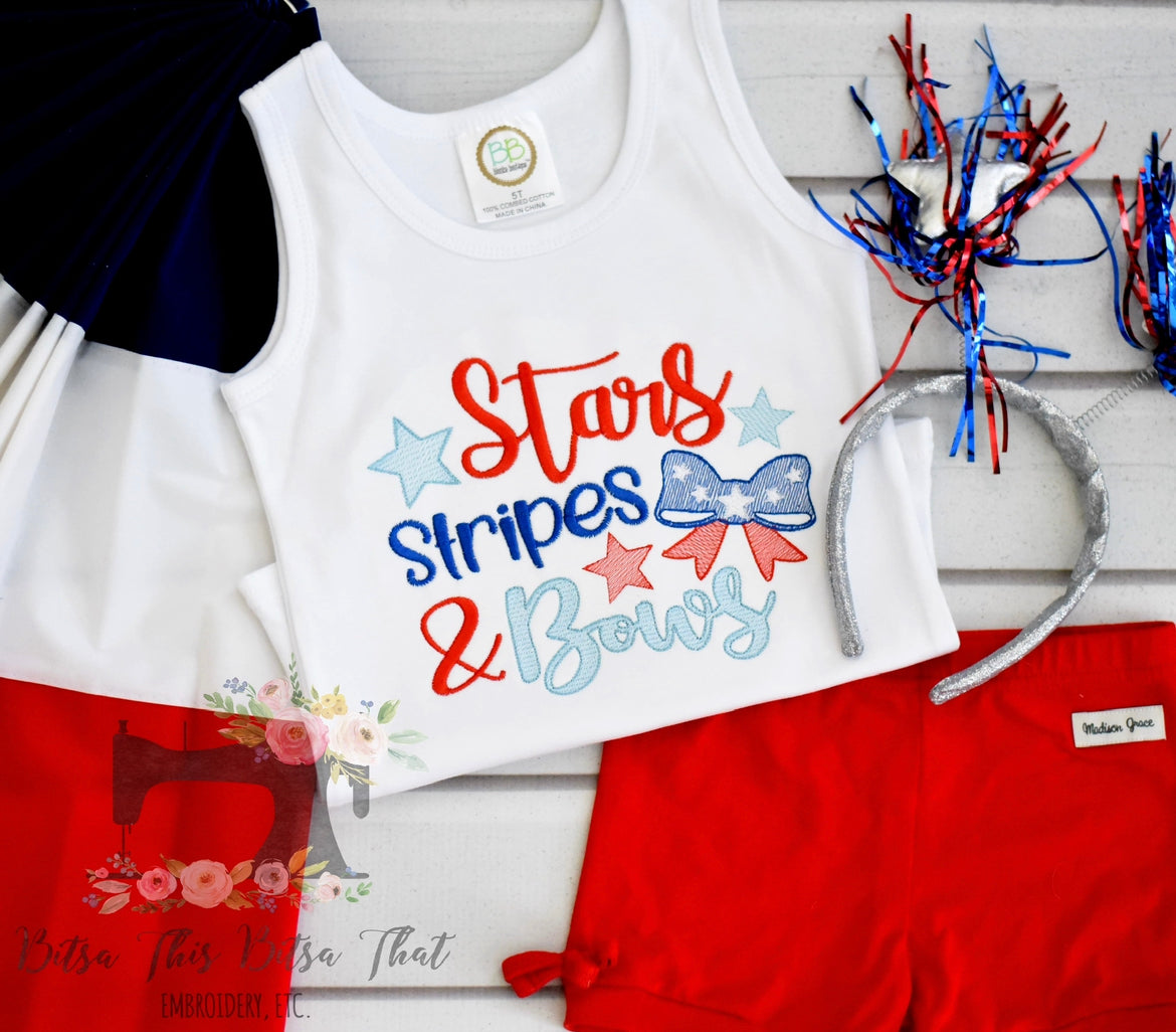 Stars, Stripes, & Bows Embroidery