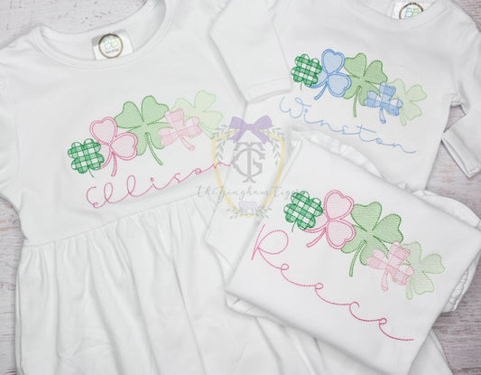 Sketch Embroidery Clover Line