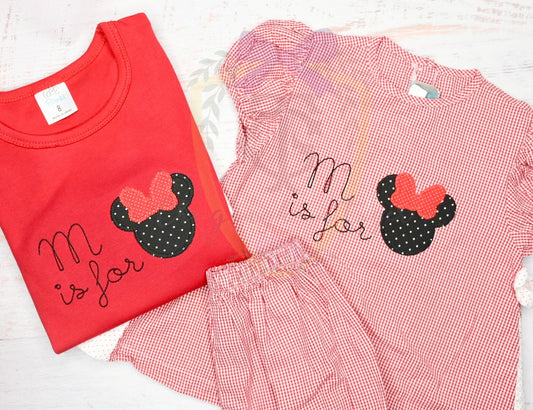 M is for mouse applique tee